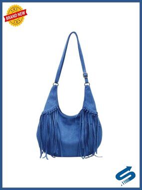 Vintage Suede Fringe Hobo Bag Tote Shoulder Crossbody Purse